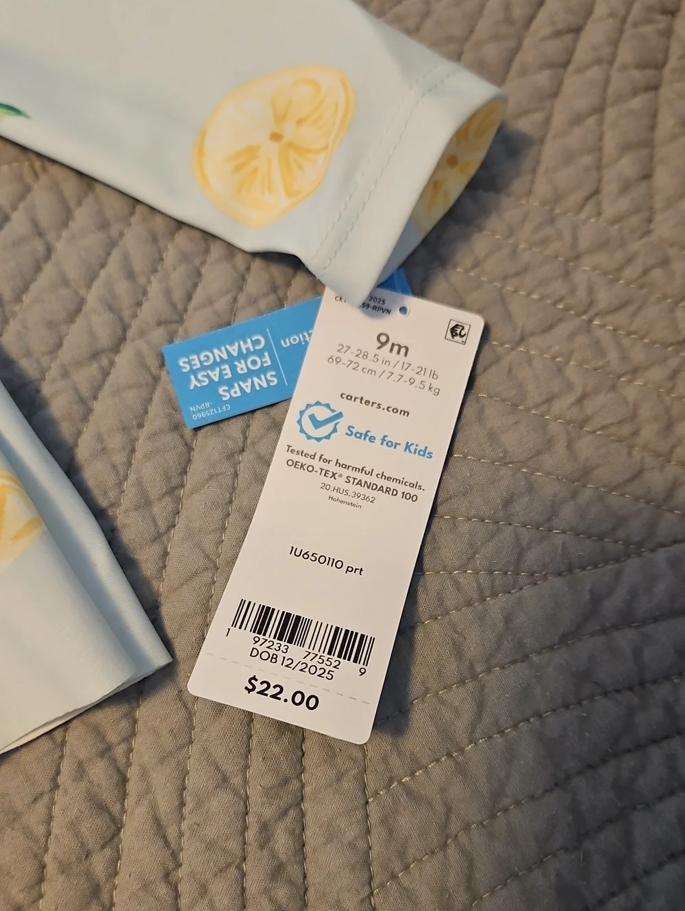 Carter's Infant Lemon Print Long-Sleeve Swimmer/ Rashguard